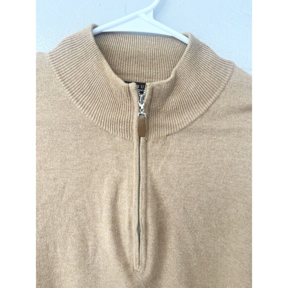 J. Hilburn Sweater Vest Size Medium Tan 1/4 Zip Silk Cashmere Blend Top Golf - Picture 5 of 5
